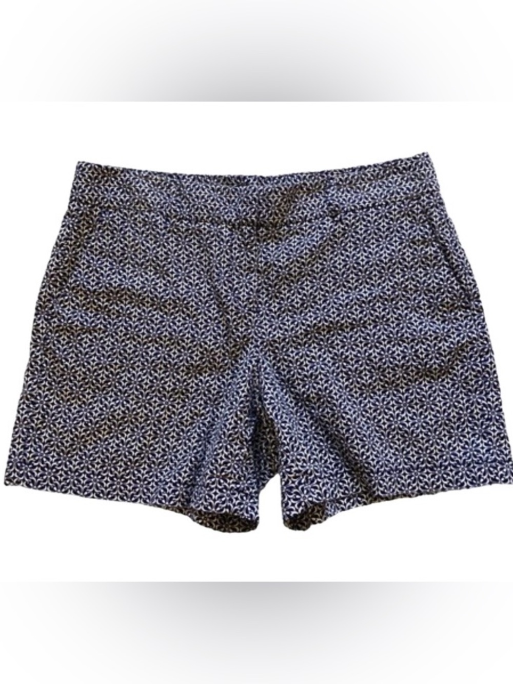 LOFT - LINEN BLEND Navy and White Printed Women's Shorts